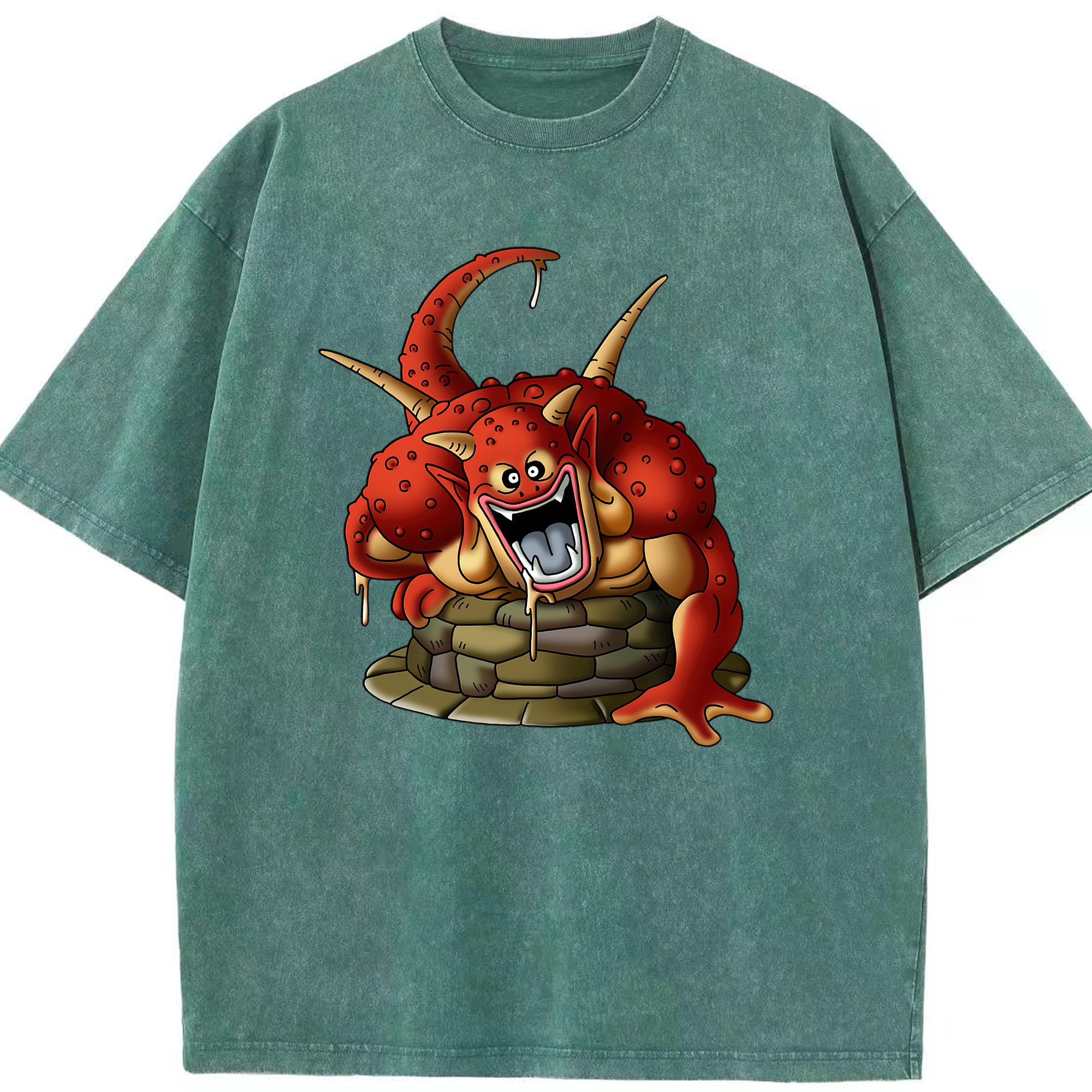 （画像用） ドラゴンクエスト Doragon Kuesuto Dragon Quest 綿100% ヴィンテージ風 半袖Tシャツ（フロントプリント）